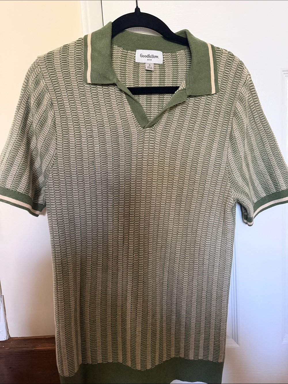 Goodfellow & Co Olive and Cream Knit Polo